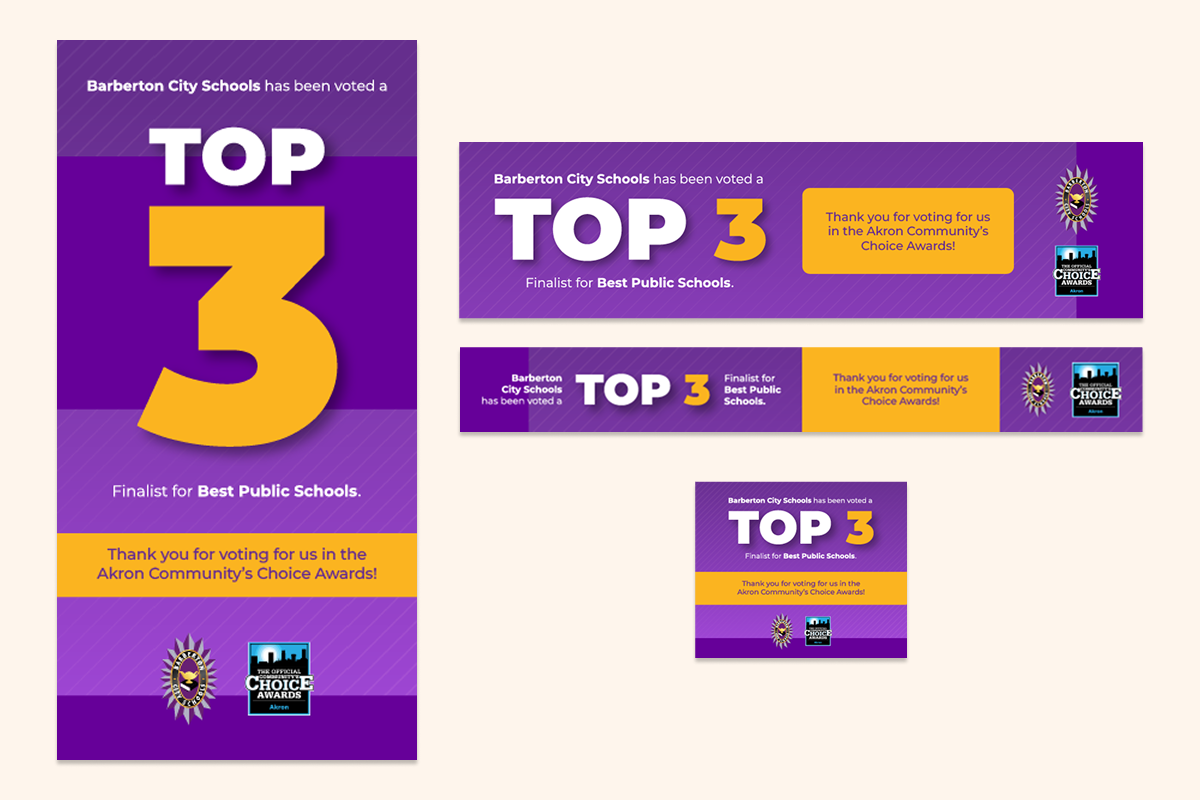 Barberton City School District community choice awards 'Top 3' banners