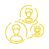 Clear communication icon with 3 faces connected to one another