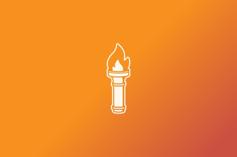 FSM_Blog Images_Core Value_-2-Bold Honest Flaming torch icon centered on an orange gradient background.