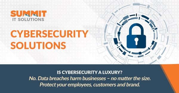Lock and key graphic with text reading "Cybersecurity Solutions". 