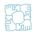 Hands clasping in a circle showing partnership